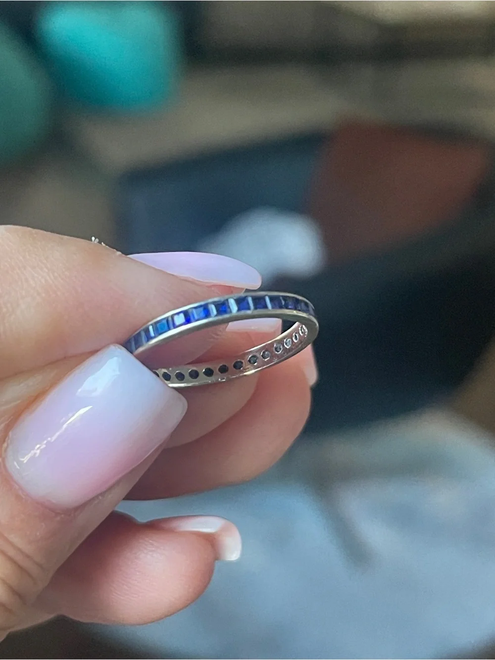 14k gold Blue Sapphire Channel-Set Eternity Band - Women's Jewelry size 7